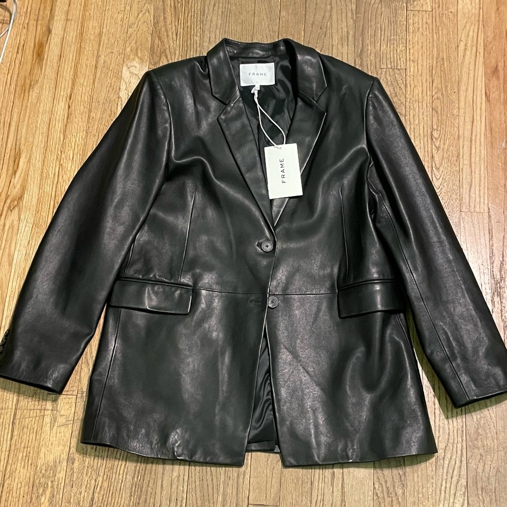 Brand new with tags womens Frame Denim Leather blazer jacket size Large